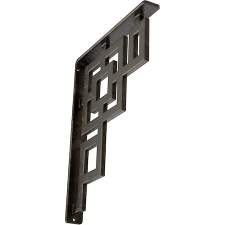 Ekena Millwork Eris Wrought Iron Bracket, (Single center brace), Antiqued Warm Silver 1 1/2"W x 10"D x 12"H BKTM01X10X12SERAWS